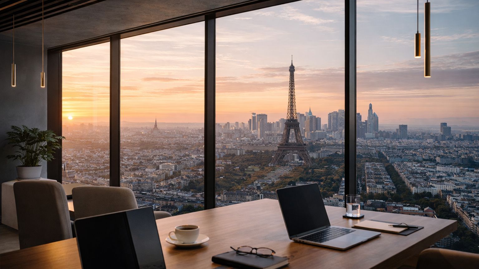 Salle de réunion du cabinet avec vue sur Paris